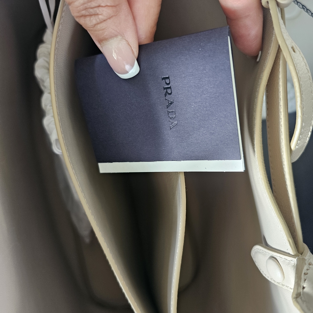 Prada Cream Leather Top-Handle Tote - Picture 7 of 9